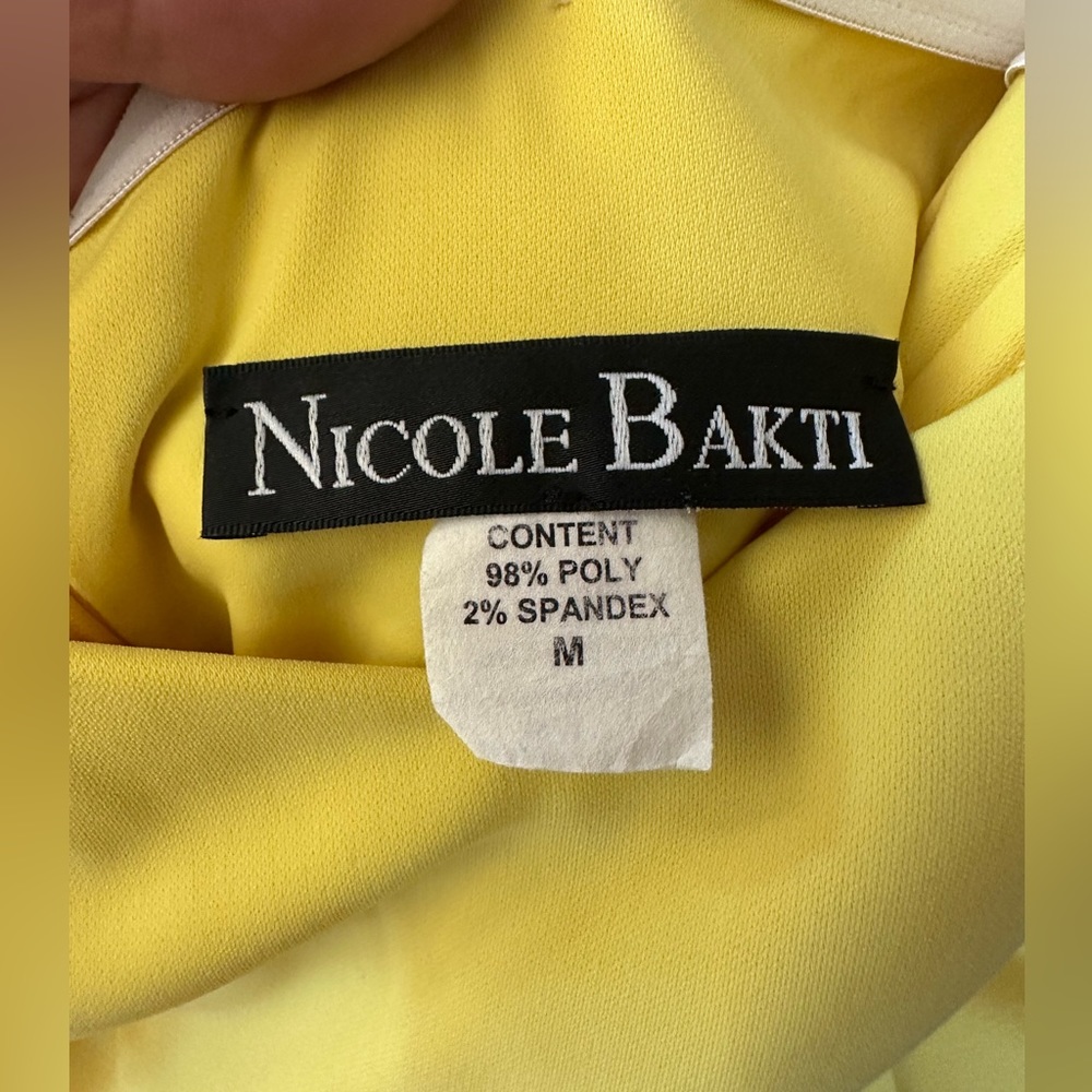 Nicole Bakti Yellow Strapless Peplum Gown Size M - Picture 4 of 5